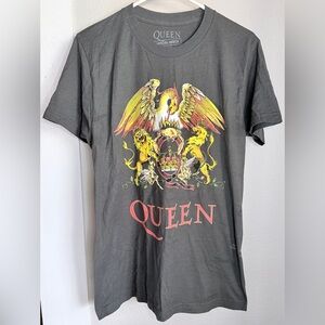 Official Queen band Gray classic crest short sleeve t-Shirt unisex M